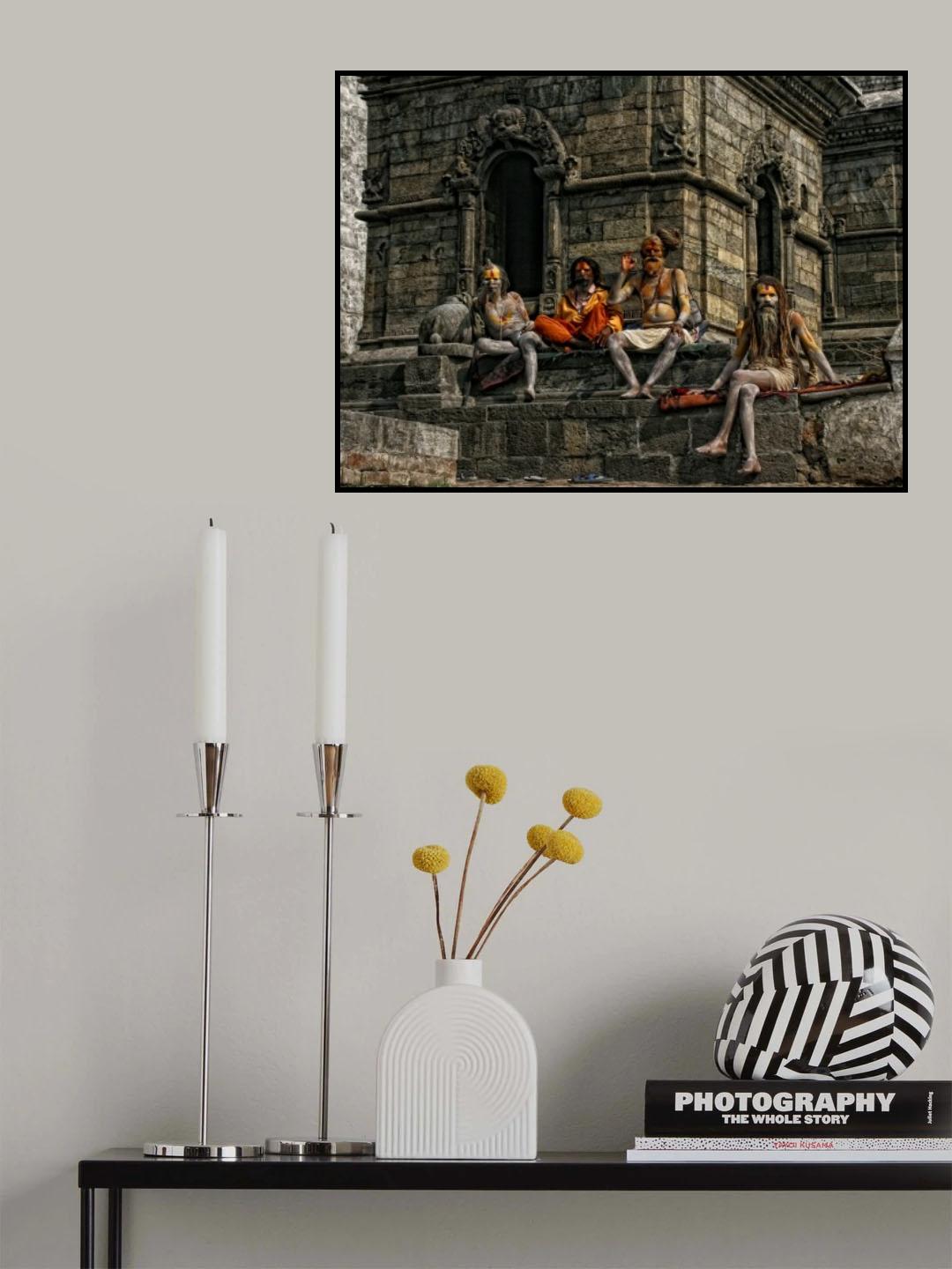 Sadhus enjoying the Maha Shivatri Festival Poster och Canvastavla