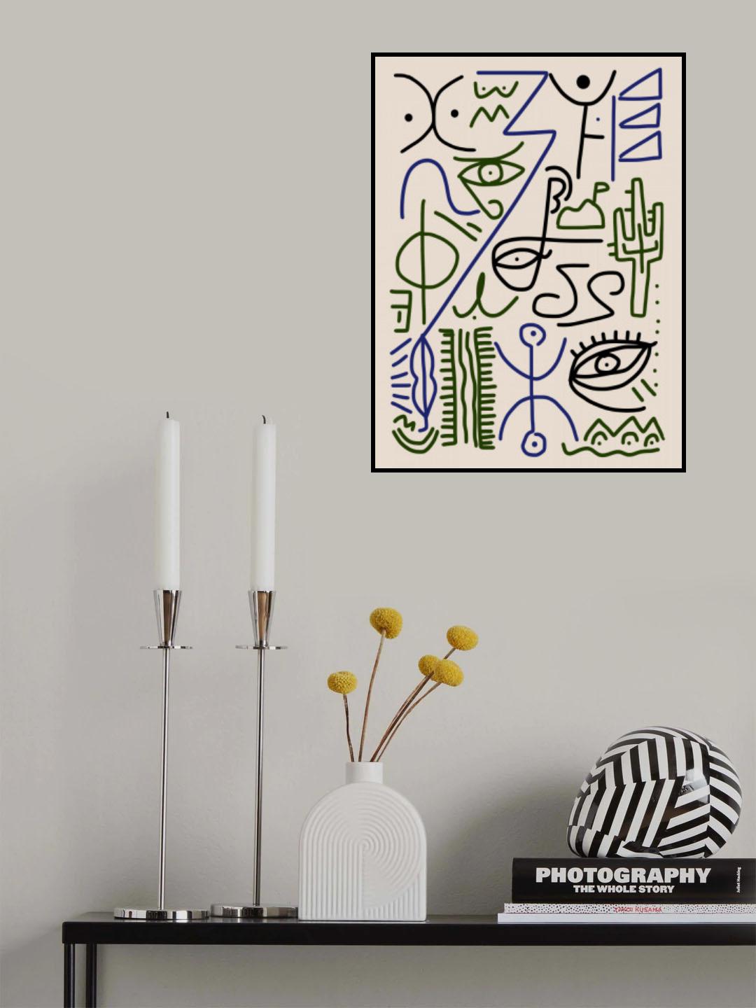 Line Art Bizarre Village Symbol Poster och Canvastavla