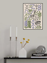 Line Art Bizarre Village Symbol Poster och Canvastavla