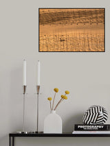 An aquaculture farmer and his farm under sunset Poster och Canvastavla