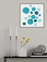 Turquoise Floral Circles Large Small Poster och Canvastavla