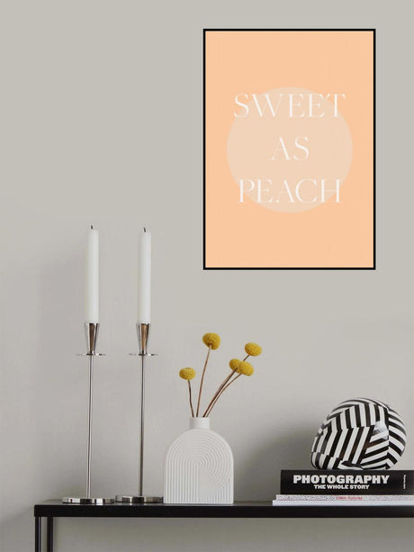 Sweet As Peach Illustrated Text Poster Poster och Canvastavla