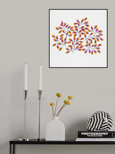 Leaf Sprig Lavender Orange Poster och Canvastavla