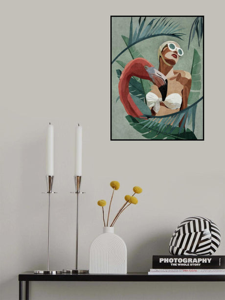 Flamingo Lady Poster och Canvastavla