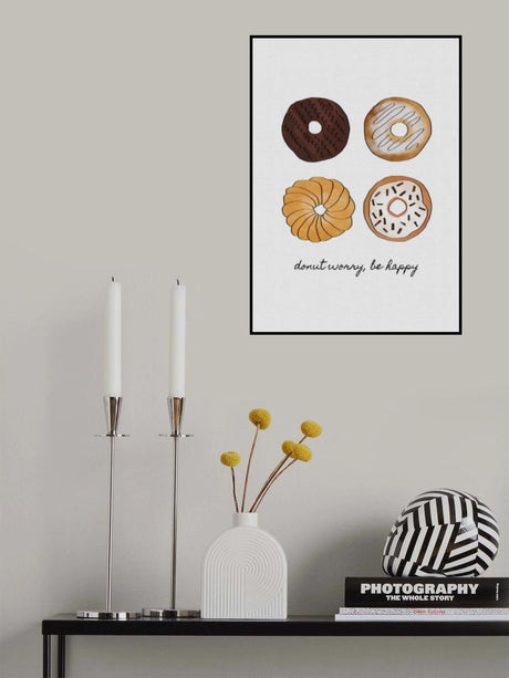 Donut Worry Be Happy Poster och Canvastavla