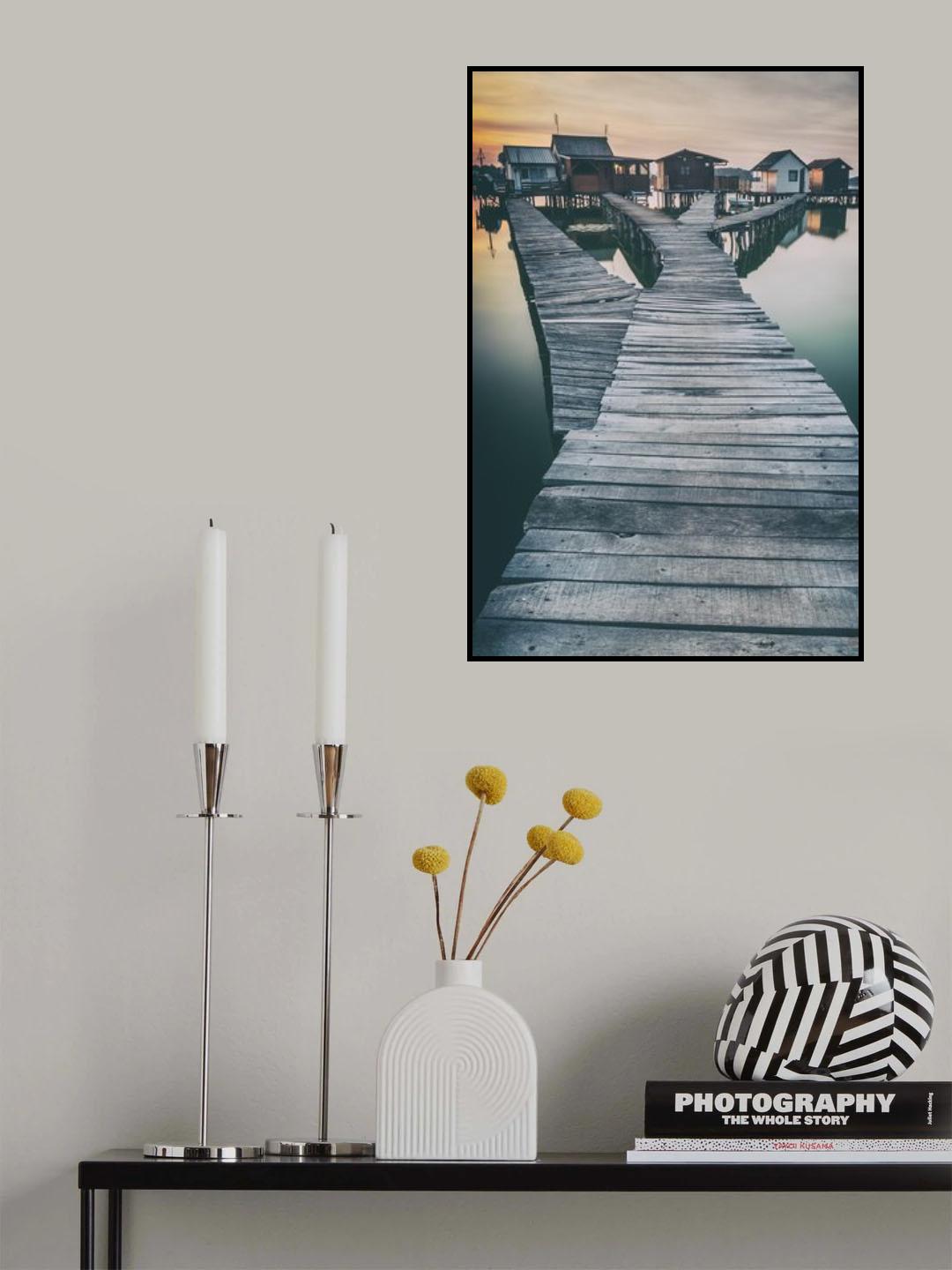lake and roads and cottages Poster och Canvastavla