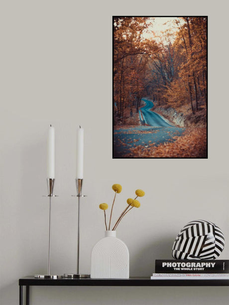 Road in forest autumn beautiful colors Poster och Canvastavla