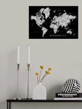 Baibah world map with cities, Wanderlust Poster och Canvastavla