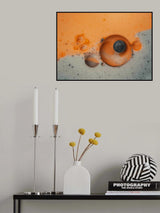Fluid Orange Grey Silver Macro Photo Poster och Canvastavla