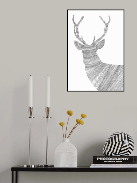 Stag White Poster och Canvastavla