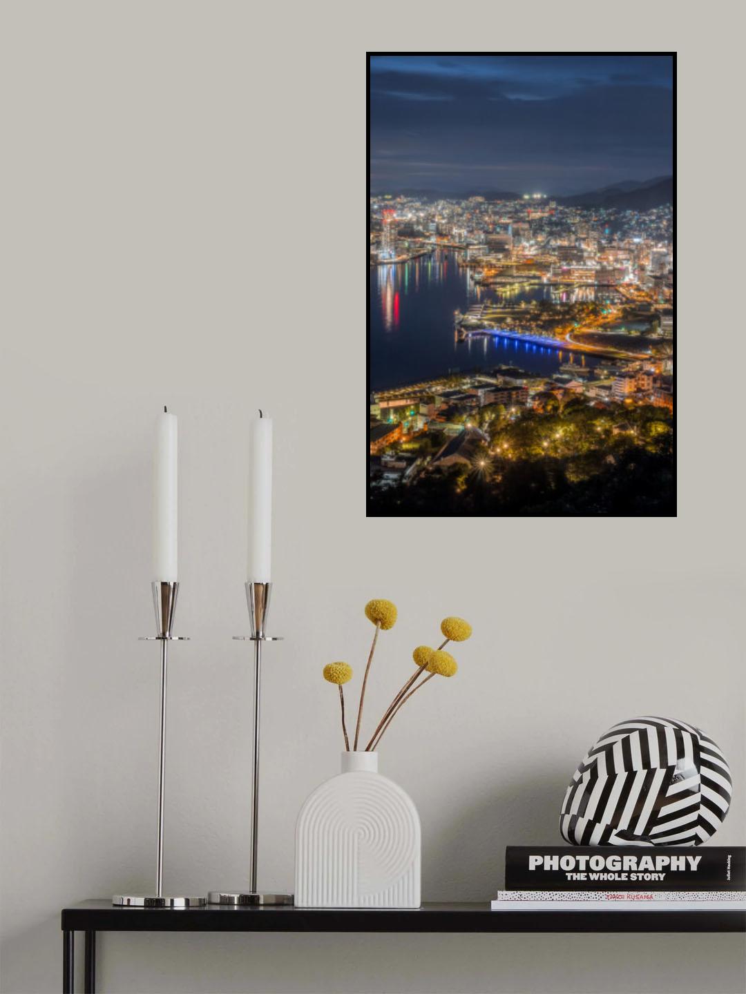 View of Nagasaki City, one of the world's three new nightscape cities Poster och Canvastavla