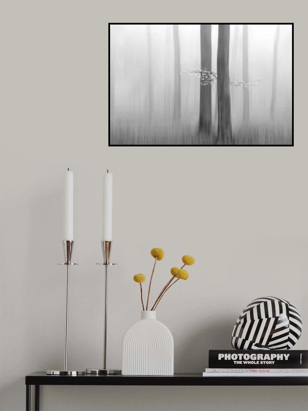 Misty Autumnmorning Poster och Canvastavla