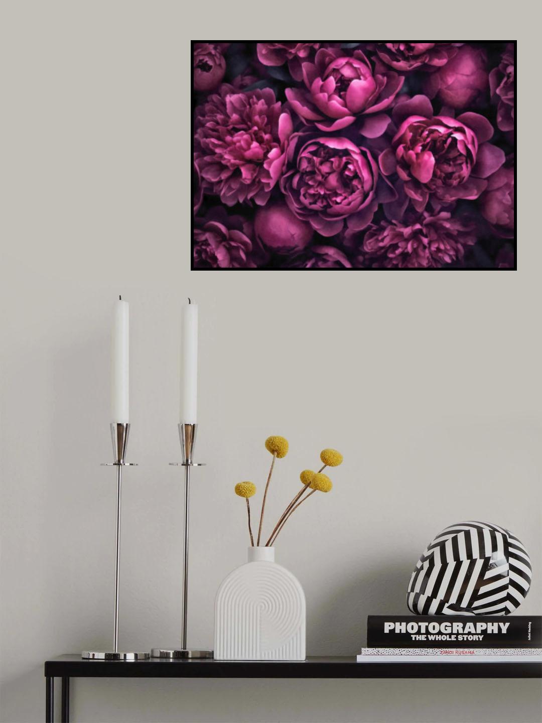 Moody Pink Watercolor Flowers Poster och Canvastavla