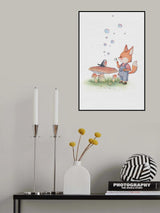 Fox and Bird Illustration 1 Poster och Canvastavla