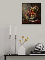 Still life with violin and flowers Poster och Canvastavla