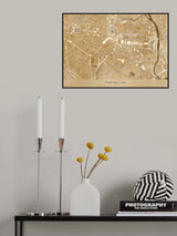 Sepia vintage map of Montpellier downtown France Poster och Canvastavla