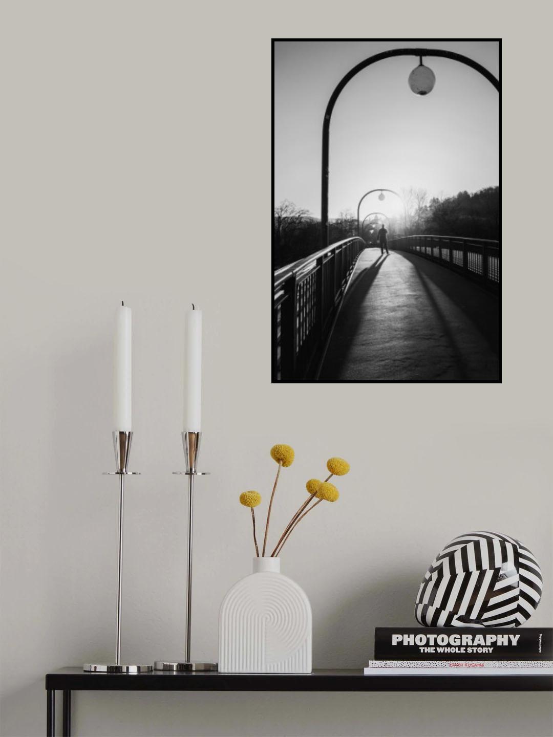 Man in backlight on a bridge Poster och Canvastavla