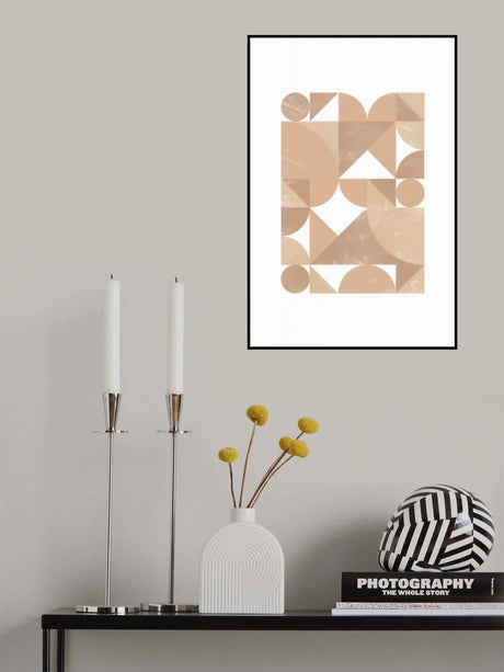 Beige Geometric Art Poster och Canvastavla