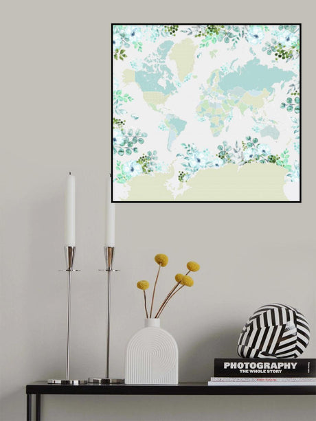 Marie world map with greenery Poster och Canvastavla