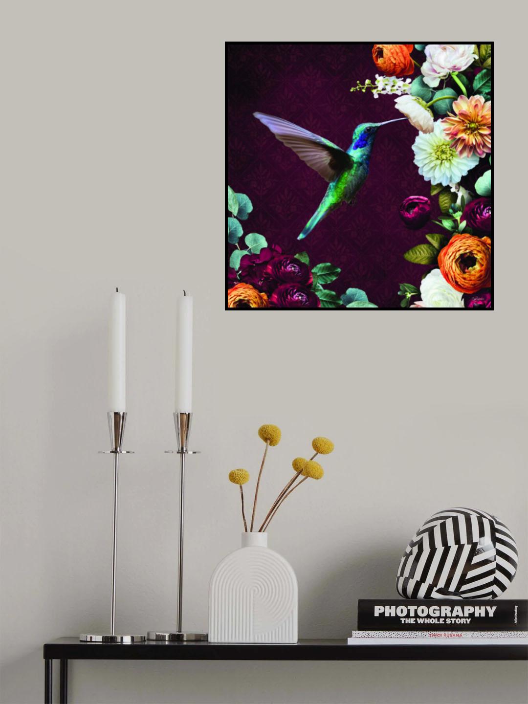 Hummingbird &amp; Flowers Poster och Canvastavla