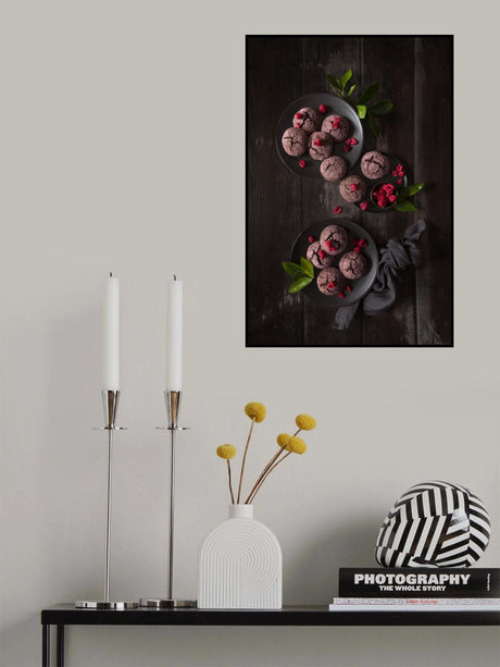 Raspberry chocolate crinkle cookies Poster och Canvastavla