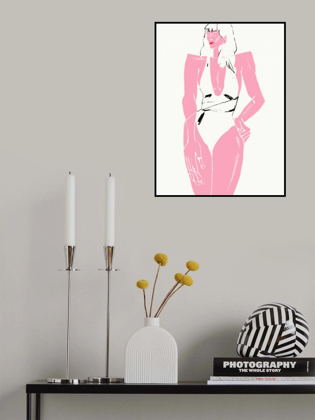 Girl in Bathing Suit White Poster och Canvastavla