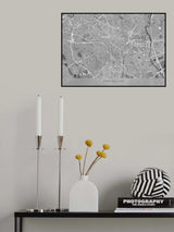 Gray vintage map of Montpellier France Poster och Canvastavla