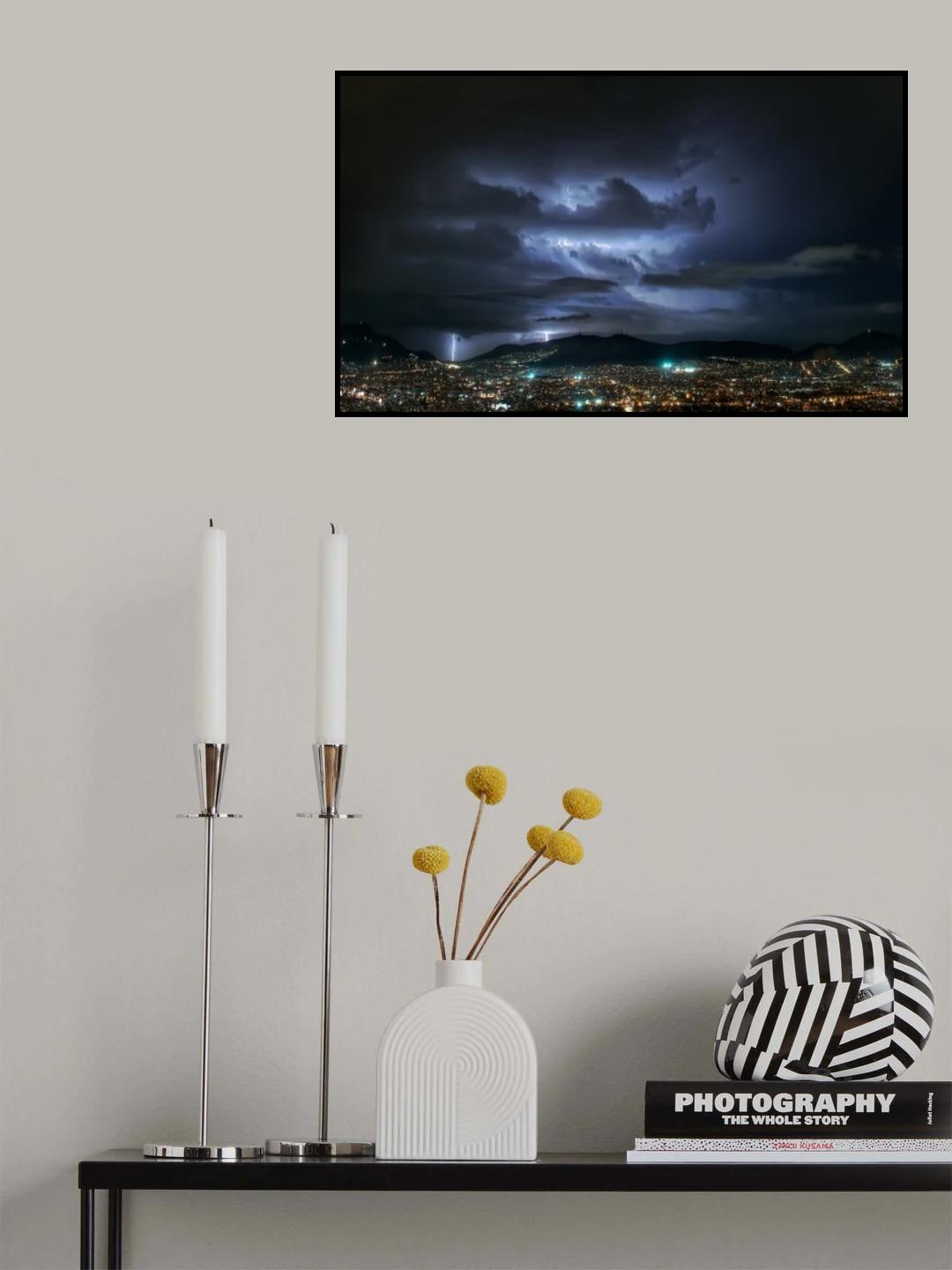 Lightning over Athens II Poster och Canvastavla