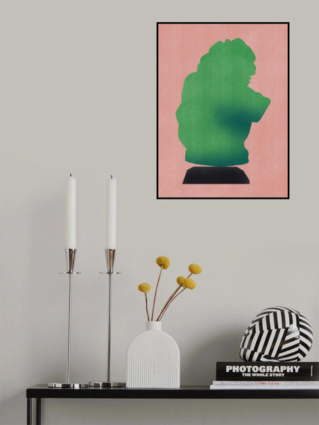 Stone Sculpture In Yellow Green Poster och Canvastavla