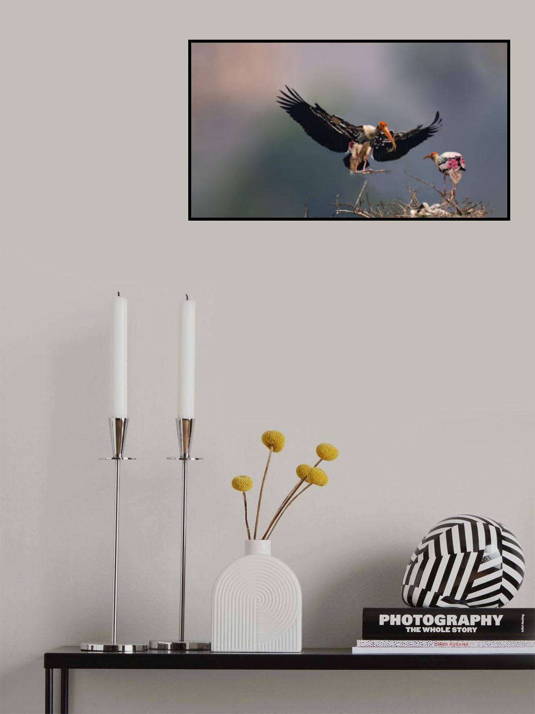 The painted stork  family Poster och Canvastavla