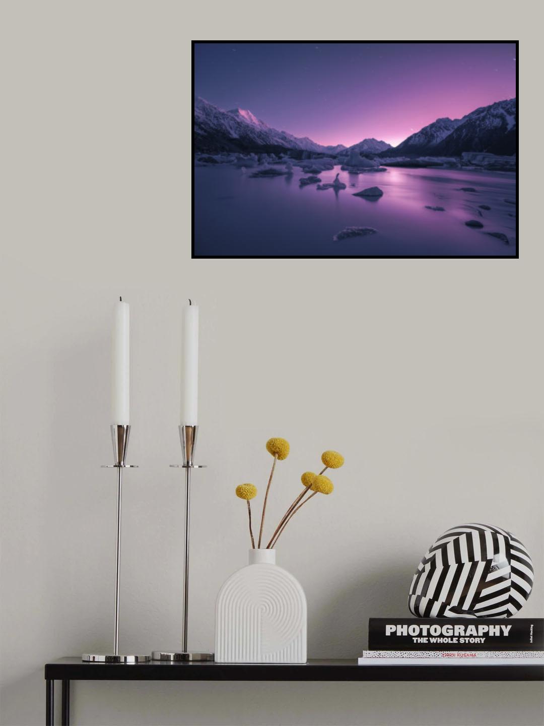 Early morning at Tasman lake Poster och Canvastavla