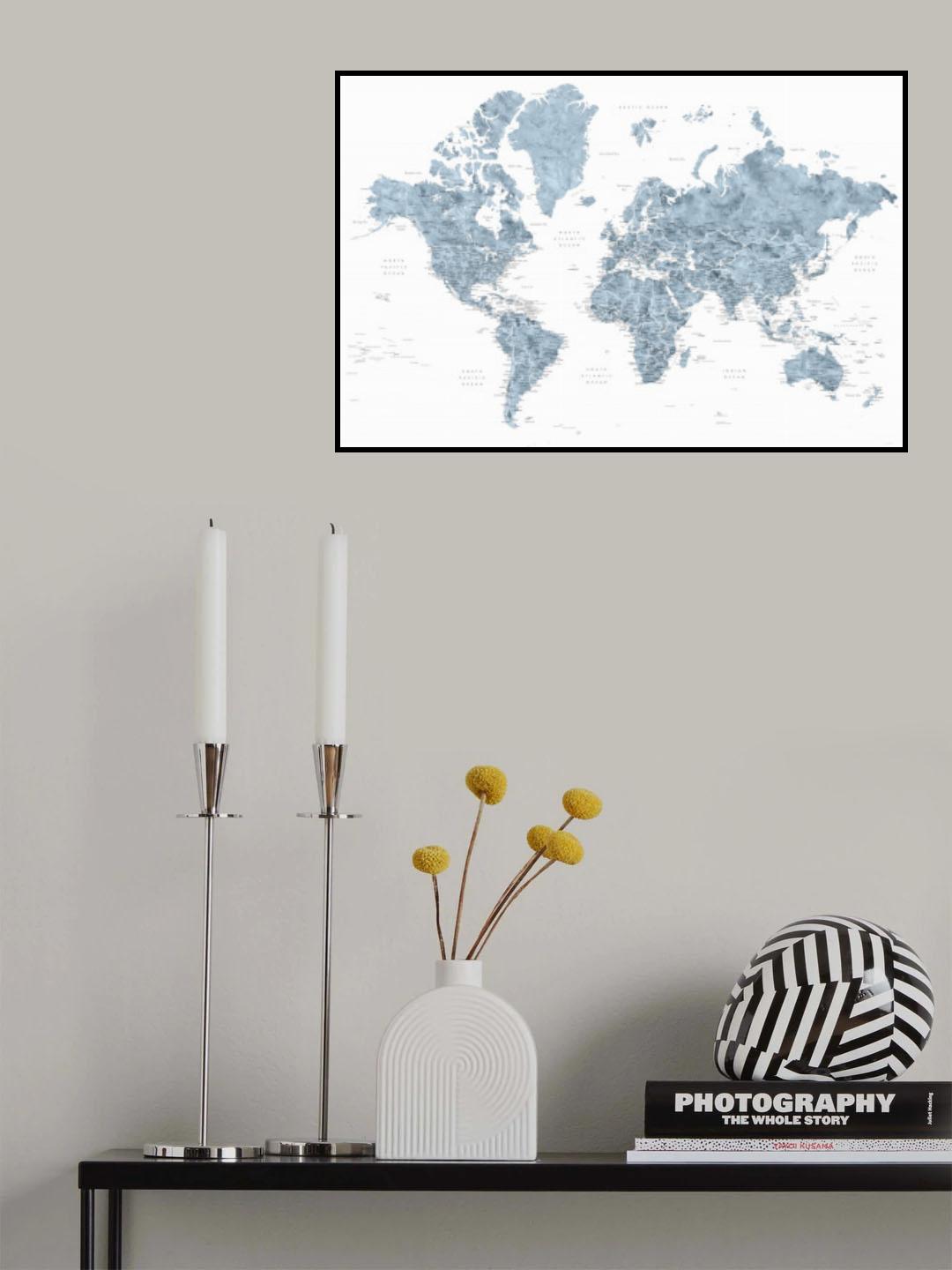 Detailed world map with cities, Ninian Poster och Canvastavla