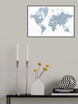 Detailed world map with cities, Ninian Poster och Canvastavla
