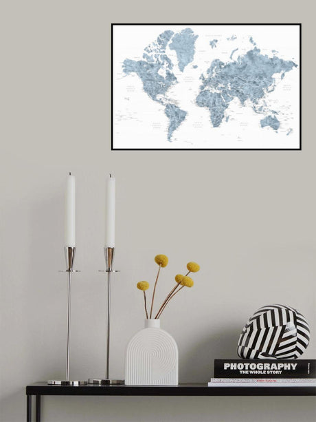 Detailed world map with cities, Ninian Poster och Canvastavla