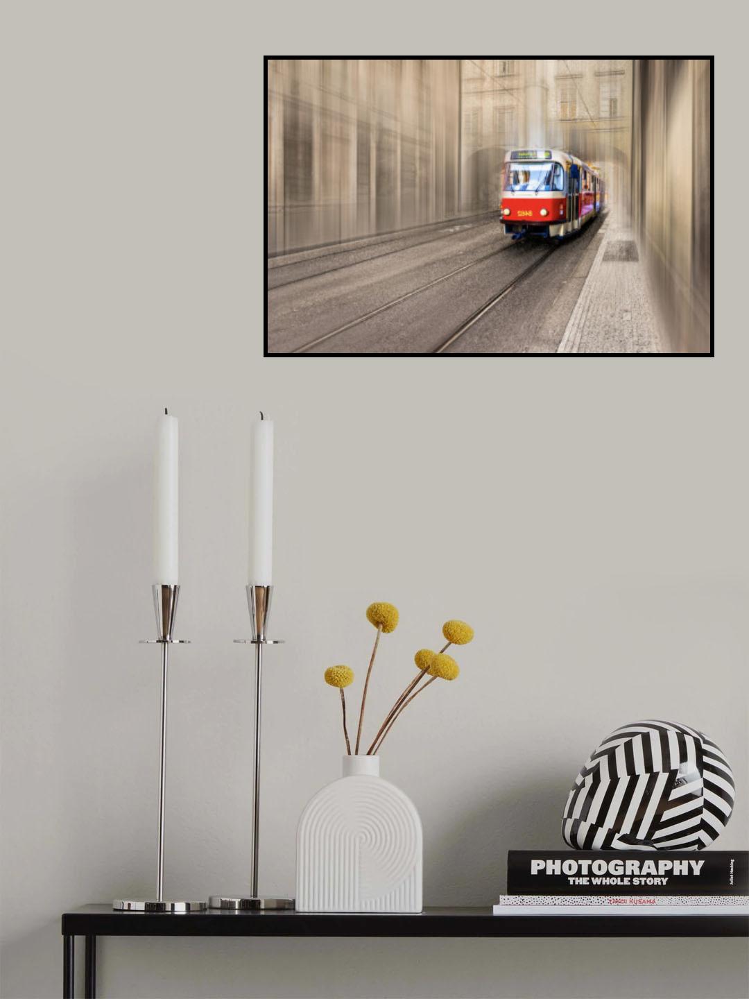 Red Cable Car Poster och Canvastavla