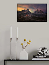 Sun rise at tre Cime di Lavaredo Poster och Canvastavla