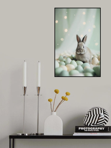 Bunny and Pastel Eggs Poster och Canvastavla