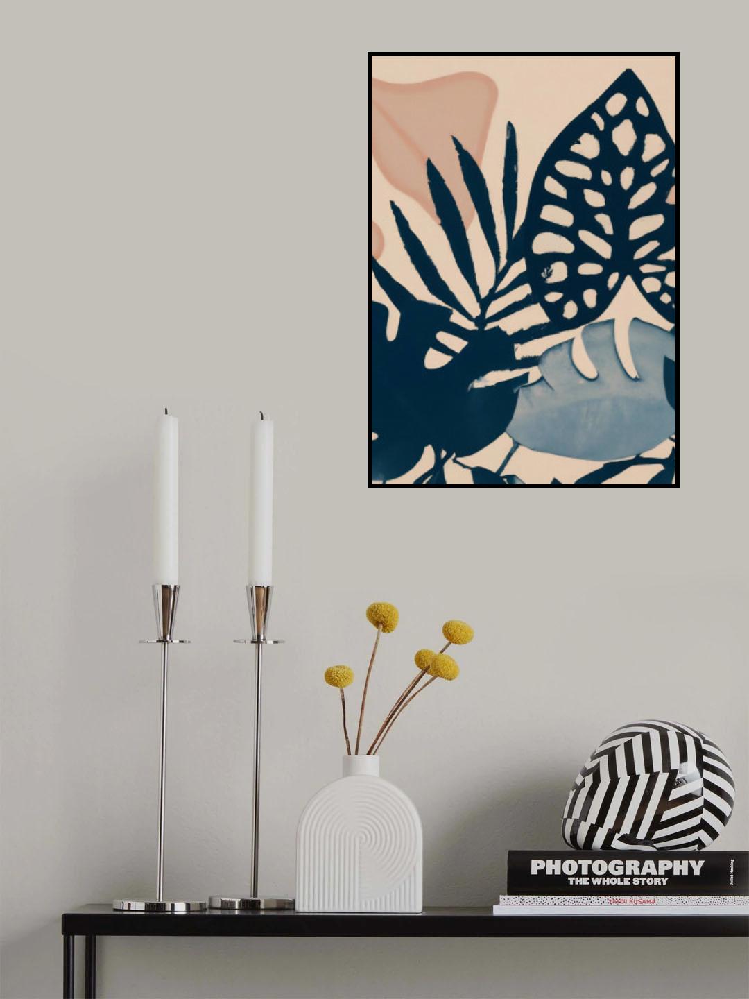 Powder Pink Leaves Poster och Canvastavla