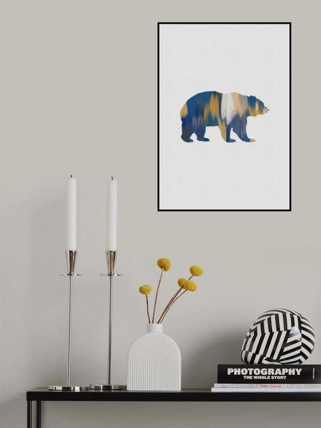 Bear Blue & Yellow Poster och Canvastavla