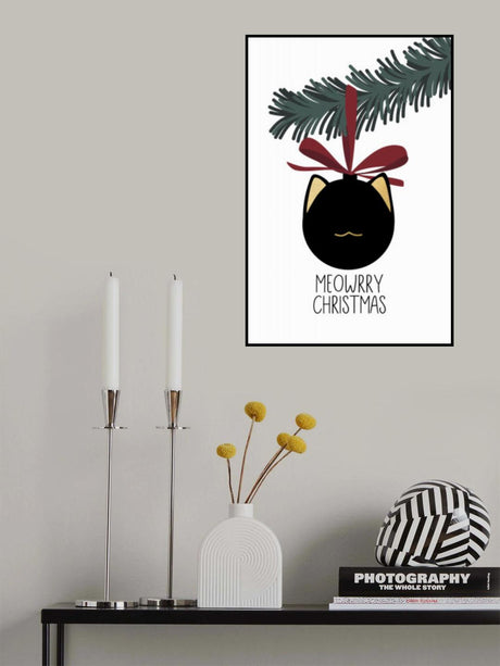Meowrry Christmas bauble (black, white) Poster och Canvastavla