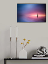 Sailing across the lake toward the sunset Poster och Canvastavla