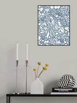 Scandi blue white pattern 1 Poster och Canvastavla