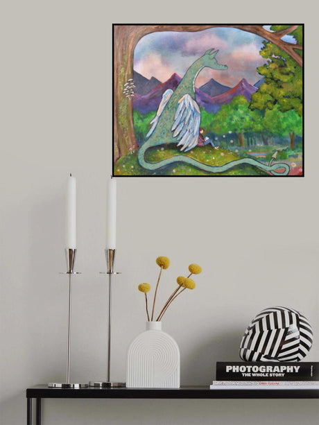 Reading With Dragon Poster och Canvastavla