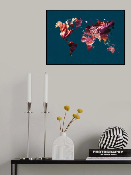 World Map Flowers Poster och Canvastavla