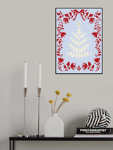 Christmas Tree Blue and Red Poster och Canvastavla