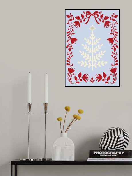 Christmas Tree Blue and Red Poster och Canvastavla