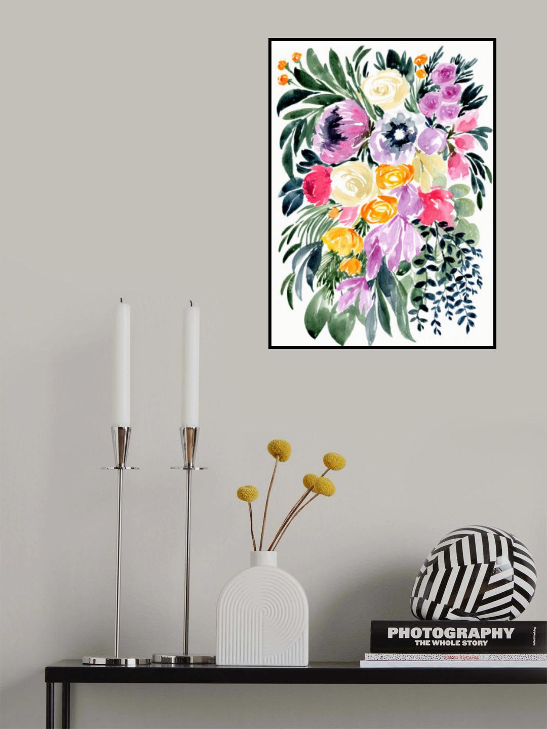 Urja loose floral watercolor bouquet Poster och Canvastavla