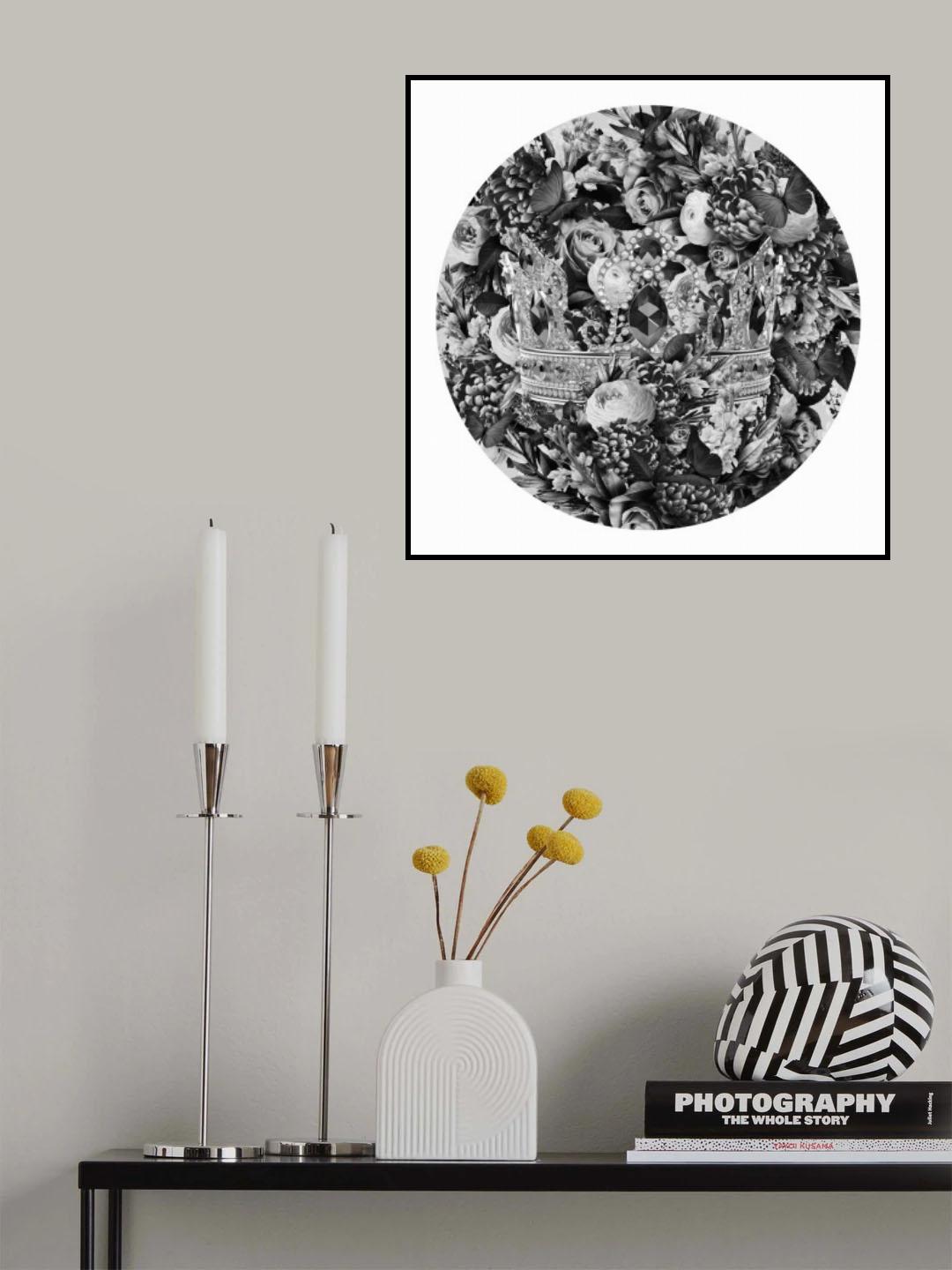Journey Blooms &amp; Crown Black &amp; White Poster och Canvastavla