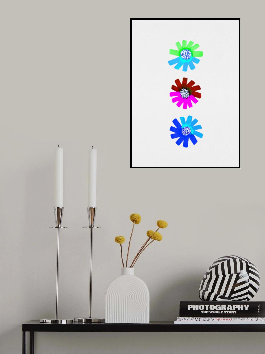 Fancy Florals Trio Baby Blue Poster och Canvastavla