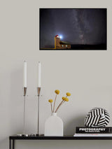 Milky way and meteor shower over Obrestad fyr Poster och Canvastavla